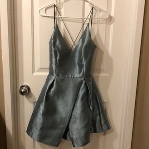 Topshop Metallic Blue Skater dress